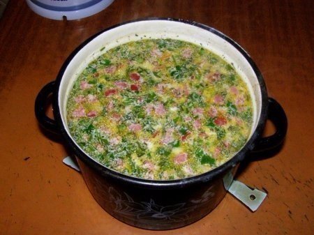 Горячий сырный суп с колбасой, Супы (рецепты)