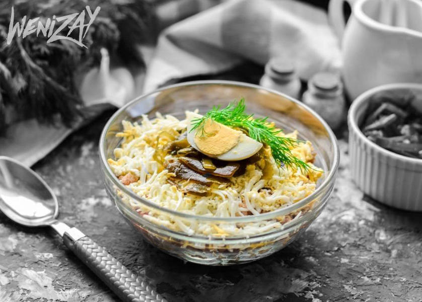 Салат, с морской капустой и крабовыми палочками: Рецепт, Салаты (рецепты)